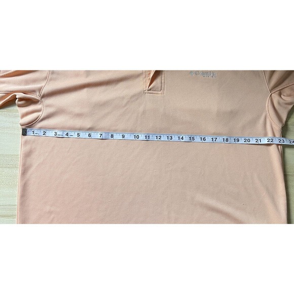 COLUMBIA Men’s PFG Peach Polo/Gray Logo Fishing Shirt Size Medium - Picture 5 of 5